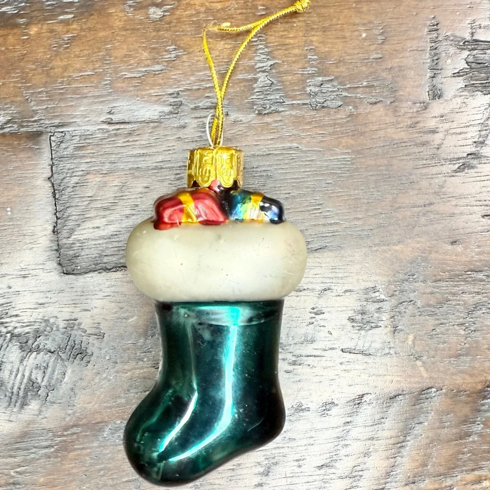 NFL Miami Dolphins Blown Glass Christmas Stocking Ornament
